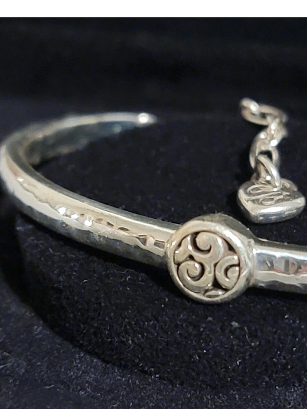 Brighton Silver-Tone Hammered Mingle Bar Bracelet with Scroll Medallion